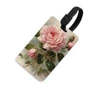 Vintage Beautiful Rose Luggage Tag Travel Essentials TPU Bag Tag Personalized Luggage Tags Holder Name Id Identifiers Card with Black Lanyard for Suitcase Backpack Toolbox