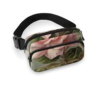 Vintage Beautiful Rose Waist Bag Fashion Fanny Bag with Adjustable Strap for Outdoor Workout Cycling Unisex, white, 20x13cm, Waist Bag