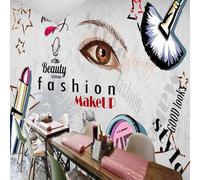 Vintage Beauty Make Up Woman Lipstick Mirror 3D Wallpaper Silky Texture Home Study Office Grey Dining Room Sofa Bedroom Living Room TV Backdrop-300cm×210cm