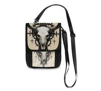 Vintage Beef Bones Beige Travel Wallet Passport Holder Hidden Neck pouching Slim Lightweight Crossbody Bag with Adjustable Strap