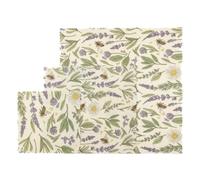 Vintage Beeswax Wraps - Hand-Drawn Herb Garden & Bee Print - Organic Cotton Zero Waste Kitchen Storage (3 Sizes)