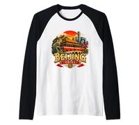 Vintage Beijing China Travel Souvenir Landmark Gift Raglan Baseball Tee