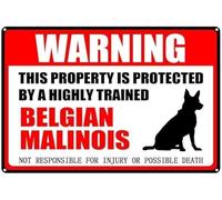 Vintage Belgian Malinois Aluminum Metal Sign,Warning Sign Pet Gift,This Property Is Protected By Highly Trained Sign Funny Tin Signs 12X8 Inch
