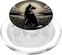 Vintage Belgian Malinois Sunset Scene Dog Graphic Art Design PopSockets PopGrip for MagSafe