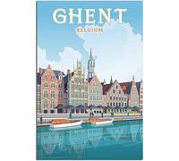 Vintage Belgium Ghent Coastal Cities Travel Poster Retro Wall Art Canvas Poster Art Print Home Decor Room Decor Unframed 60x90cm