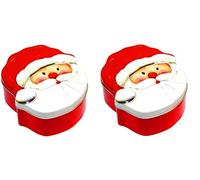 Vintage Belle Father Christmas Santa Clause Cake Mince Pies Biscuits Storage Containers set of 2 Red and White Festive Box