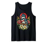 Vintage Belted Kingfisher Tattoo Style Birdwatching Design Tank Top