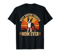 Vintage Best Boston Terrier Mom Ever Retro Dog Sunset T-Shirt