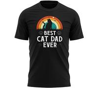 Vintage Best Cat Dad Mens T Shirt Funny Fathers Day Cats Tee Dads Birthday Gift Top, XXL, Black