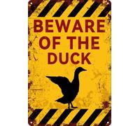 Vintage Beware Of The Duck Metal Tin Signs Retro Funny Warning Notice Animal Sign Wall Decor Plaque For Home Farm Garde Backyard Patio Outdoor Decorative 6x8 Inch