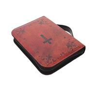 Vintage Bible Carrying Case, PU Leather Cross Print Cover with Handle | Brown Organiser with Sturdy Zipper Closure, Inner Compartments and Shoulder Strap, Suitable for Women, Pastors and Bible