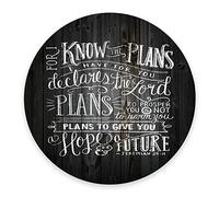 Vintage Bible Verse Scripture Quotes Rustic Black Wood Mouse Pad, for I Know The Plans I Have for You Declares The Inspirational Quote Round Mouse Pads