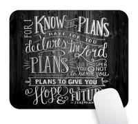 Vintage Bible Verse Scripture Quotes Rustic Black Wood Mouse Pad, for I Know The Plans I Have for You Declares The Lord Inspirational Quote Mouse Pads