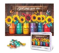 Vintage Bible Verse Sunflower Puzzles for Adults 1000 Piece Christian Religious Jigsaw Puzzles for Adults 1000 Pieces Elderly Seniors Inspirational Gifts for Easter Mother's Day Family Activity Game