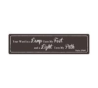 Vintage Bible Verse Wall Art Home Decor - Your Word Is A Lamp Unto My Feet, And A Light Unto My Path - 4X16 Inch Scripture Metal Sign, Religious Metal Sign S, Christian Home Decoration