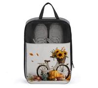 Vintage Bicycle Basket with Sunflowers Pumpkins Shoe Bag for Travel Daily Use Anti-dust Storage Carrier Golf Shoe Pouch