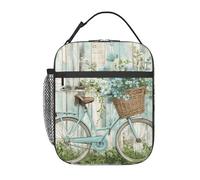 Vintage Bicycle Flower Lunch Tote Leak-Proof Picnic Bag Insulated Cooler Bags for Work School Beach