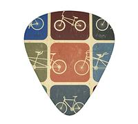 Vintage Bicycle Printed Guitar Picks With Organizer Storage Box 0.46 0.71 0.96 Mm Includes Thin Medium Heavy For Bass Electric Acoustic Guitars Ukulele 12 Pack