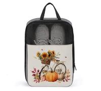 Vintage Bicycle Sunflowers Pumpkins Shoe Bag for Travel Daily Use Anti-dust Storage Carrier Golf Shoe Pouch