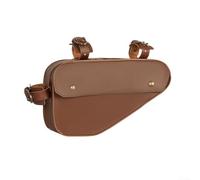 Vintage Bicycle Triangle Bag Leather Frame Top Tube Storage Adjustable Strap Magnetic Buckle Slim Design Brown 17L or 11L for Mountain Road or City(682)