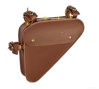 Vintage Bicycle Triangle Bag Leather Frame Top Tube Storage Adjustable Strap Magnetic Buckle Slim Design Brown 17L or 11L for Mountain Road or City(683)