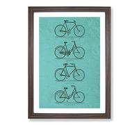 Vintage Bicycles Framed Print | A2 Walnut Framed Wall Art | Ready to Hang | Classic Nature Picture | Living Room Bedroom Lounge Office