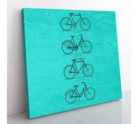 Vintage Bicycles Modern Canvas Wall Art Print Ready to Hang, Framed Picture for Living Room Bedroom Home Office Décor, 50x50 cm (20x20 Inch)