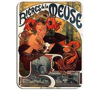 Vintage Bieres de la Meuse Art Nouveau Advert Mouse Mat Alphonse Mucha Poster Mouse Pad