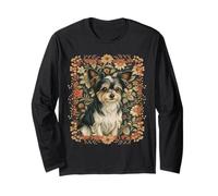Vintage Biewer Terrier Yorkie Chorkie Dog Floral Style Long Sleeve T-Shirt