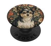 Vintage Biewer Terrier Yorkie Chorkie Dog Floral Style PopSockets Adhesive PopGrip