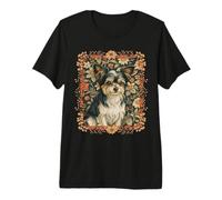 Vintage Biewer Terrier Yorkie Chorkie Dog Floral Style Premium T-Shirt