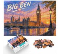 Vintage Big Ben United Kingdom Landscape Trav Jigsaw Puzzle, 1000 Piece | For quiet Christmas days: Adult jigsaw puzzle with 1000 pieces; for winter leisure at home with the complete challenge to.