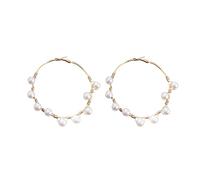 Vintage Big Pearl Hoop Earrings For Women Fashion Dangle Layer Earrings Drop Dangle Earrings Gifts Pearl Drop Earrings Beaded Earrings Earring Jewelry for Mother Valentine's Day Easter (B, One Size)