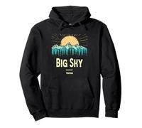 Vintage Big Sky Montana Souvenir Hiking Sunset Pullover Hoodie