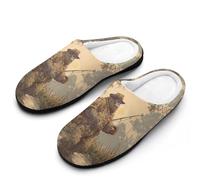 Vintage Bigfoot Fishing Funny Men's Cotton Slippers Shoes Novelty Soft Non-Slip Sole Home Shoe