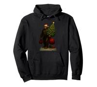 Vintage Bigfoot Sasquatch Christmas Tree Lights Forest Pullover Hoodie