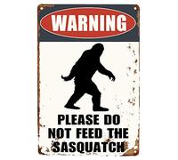 Vintage Warning Please Do Not Feed The Sasquatch Tin Sign Funny Metal Sign 8"x12" For Outdoor Decor Gift