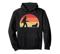 Vintage Bigfoot Walking Corgi Dog Sasquatch Funny Gifts Pullover Hoodie