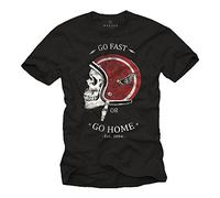 Vintage Biker Clothing - Motorcycle Helmet with Skull - Black T-Shirt Size M