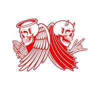 Vintage Biker Skull Angel and Devil with Wings Wall Decals PVC 68x96.6cm Multiple Size Options Red