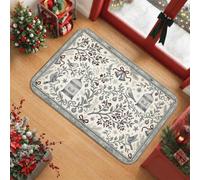 Vintage Bird and Holly Winter Theme Songbirds Christmas Area Rug 2' X 3' | Vintage Birdcage Motif, Holly Berry Accents, Woodland Scene, Seasonal Home Decor, Intricate Botanical Art
