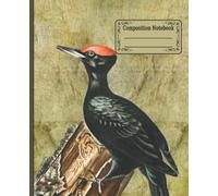 Vintage Bird Art Black Woodpecker Composition Notebook: Wide Ruled Paper Notebook Journal 120 Pages, 7.5" x 9.25"