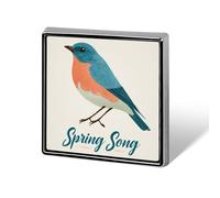 Vintage Bird Blue Spring Song Unisex Brooches & Pins Square Lightweight Lapel Badge Jewelry for Clothing Shawl Hat