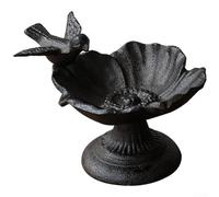 Vintage Bird Feeder, 1 Pack Cast Iron Peacock Ornament with Spread Wings Design Attracts Wild Birds Garden Decor(B)