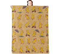 Vintage Bird Flannel Blanket,French Country Throw with Pink Floral Branch and Flying Birds on Cream Background,Lightweight Fleece Blankets for Nature Lover,Couch,Cabin,Bed Decor Gifts,60x50in Duck 01