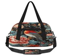 Vintage Bird Flowers Kids Overnight Duffle Bags for Girls Boys, Animal Lightweight Sports Gym Bag for Kids,Small Overnight Weekender Carry on Travel Bags Dance Bag, Vintage Bird Flowers, 18.5L x 7.8W