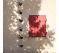 Vintage Bird Rain Chain Drain Gutters Decorated Garden Steering Wheel 8 Feet (About 2.5) Bronze Glass Ornament (B, 9x7x80cm)