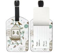 Vintage Birdcages Suitcase Tag, Pu Leather Mr and Mrs Luggage Tags with Privacy Protection Cover, Tag for Suitcase Bags Luggage Label Marker, Men Women Wedding Gift Ideas, Valentines Gifts for Her