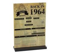Vintage Birthday Decorations Table Signs UK,Year Birthday Party Decorations,Men's Women's Birthday Party Decorations,Double Sided Acrylic Standing Sign with Stand,Party Table Supplies (1964(60th))