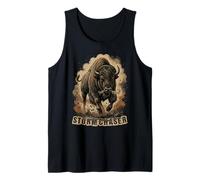 Vintage Bison Buffalo Wilderness Earth Tone Nature Art Tank Top